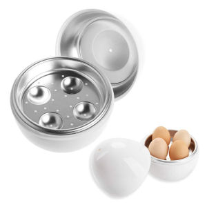 【In Stock】4 eggs Microwave Egg Cooker The Egg Cooker Can Cook Hard Or Soft-Boiled Eggs In Only 8 Minutes No Need To Punch Can Be Washed In The Dishwasher The Egg Cooker Can Boil 4 Eggs At A Time (White)