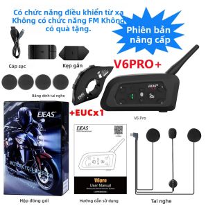 EJEAS V6 PRO Tai Nghe Bluetooth Dành Cho Xe Máy Tai Nghe Liên Lạc Intercom Plus/PLUS 800M BT Interphone Communicator Dành Cho 6 Người Lái Xe Chống Nước Giảm Tiếng Ồn