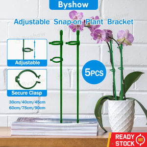 Byshow Snap On Plant Support stand Kit garden stick Fiberglass Adjustable Flower Pole plants frame 30-90cm with Protective Caps Orchid Phalaenopsis Rose Bracket holder Multi Size Corrosion Resistant Bend Proof 植物支撑杆