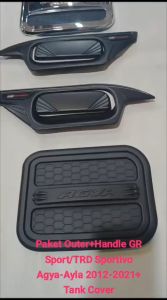 PAKET OUTER HANDLE HANDEL MANGKOK PINTU TANK COVER TUTUP TANGKI AGYA AYLA 2012-2021 GR SPORT/TRD SPORTIVO HITAM DOFF CA
