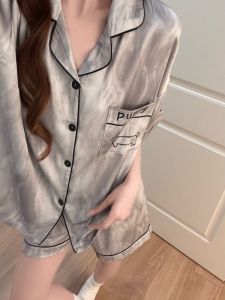 Ice Silk Summer Puppy Pattern Short Sleeve Loungewear Set