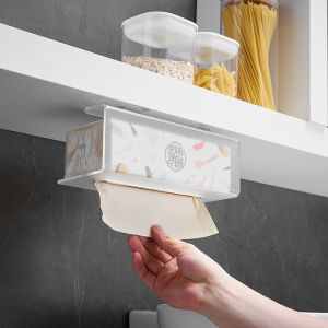 Transparent Acrylic Paper Towel Holder Storage Box for Kitchen Restaurant Scandinavian Style Pure Color Wall-mounted No-drilling Required