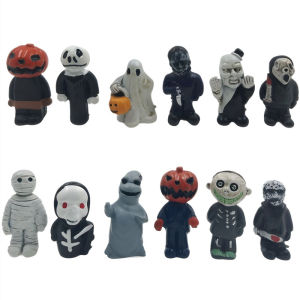 8Pcs/set Mini Halloween Figure Set Horror Pumpkin Ghost All Saints Day Jason Freddy Clown Vinyl Figurine Doll Decoration