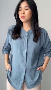 Atasan Kemeja Polos Bahan Crinkle Airflow Premium