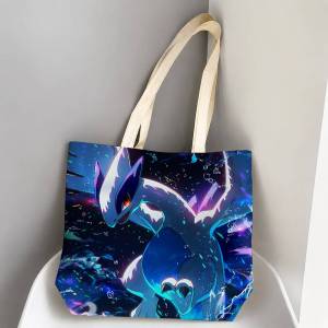 Bandai | Pokemon Totodile Storage Bags Tote Bag Travel Summer Beach Shoulder Bag Reusable Grocery Shopping Bag Anime Artwork
