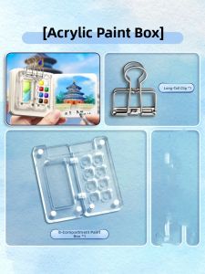 MINGZHUO | Portable Watercolor Paint Set 12 Colors 15 Compartments