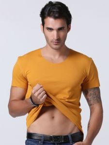 Áo Thun Nam Cổ Tròn Tay Ngắn Màu Trơn Cotton Nguyên Chất Thể Thao Bó Sát Thường Ngày Mùa Đông Tay Lửng Áo Thun Nam Cỡ Lớn