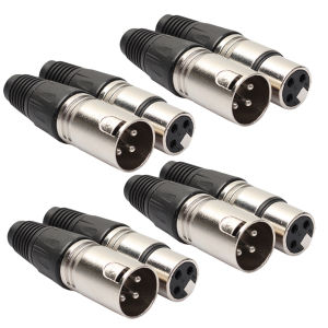 [Ueb Flagship Mall] 8pcs Microphone Audio Cable Plug 4 Male 4 Female 3Pin MIC Jack Plug Zinc Alloy Socket Panel Mount Chassis for Mixer Amplifier