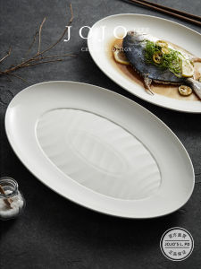 Premium JOJOS L. PD.pool Ceramic Fish Plate Japanese Style Oval Shaped Dinnerware Nordic Style White Porcelain Universal Use