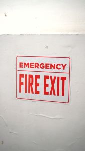 DSign Emergency Fire Exit 8x10" Inches Waterproof Signage Sticker Warning Sign Sticker.