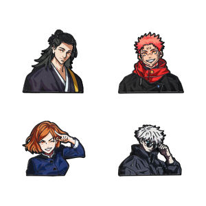 Bandai | 4pcs Anime Enamel Pins Set Satoru Gojo And Nobara Kugisaki Cartoon Character Brooches Lapel Pins Accessories for Backpack