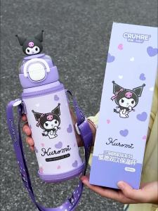 Sanrio | Bình Nước Giữ Nhiệt Bằng Thép Không Gỉ Dung Tích Lớn 520ML Kuromi 1 Cái Nắp Uống Hai Kiểu Bình Giữ Nhiệt Di Động Dành Cho Thể Thao Ngoài Trời