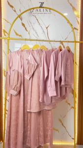 Baju Gamis Muslim Couple Keluarga Model Terbaru Family Set Dress Kondangan Elegant Kekinian || Lunara Series Rose Gold Couple Set Keluarga