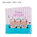 Fancy Cow-Themed Disposable Party Set - 10 Plates, 10 Cups, 20 Napkins - Birthday Fun Decor. 