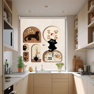 Rèm Nhà Bếp Kiểu Pháp Chống Nắng Cách Nhiệt Chống Dầu Chống Ánh Sáng Rèm Cửa Trượt Không Cần Khoan Bằng Vải PVC Chống Thấm Nước