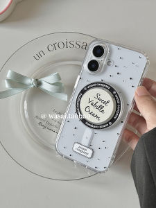 WASAI Magnetic Acrylic Phone Case with Ins Design Simple Black Splashed English Text for  17 16 15Promax New Model Transparent