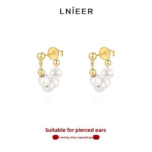 Lnieer | Natural Pearl 925 Sterling Silver Elegant Earrings