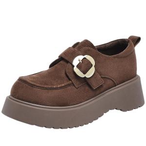 Josiny | Retro Thick Sole Fleece Lined Loafers