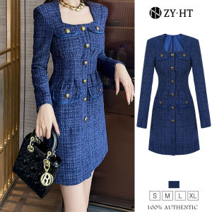 เดรสผู้หญิง ฉีดฟ้านดรส EraVogue 20784 สีฟ้า เดรสคอเหลี่ยม เดรสทรงเอ เด