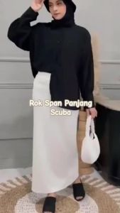 TERLARIS ROK SPAN WANITA SCUBA BELAHAN BELAKANG//SPAN SCUBA POLOS WANITA DEWASA