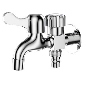 YALANDENG | Stainless Steel Washer Faucet with Threaded Connection 1 Input 2 Outputs