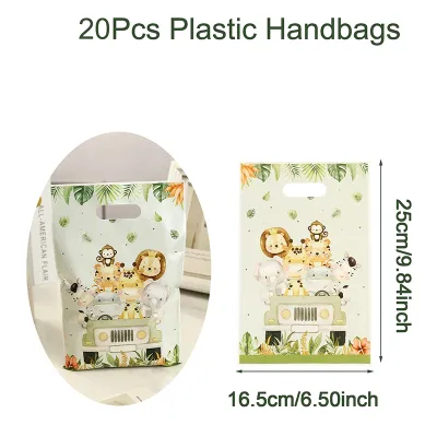 10/20/50pcs Jungle Animals Gift Bag Candy Biscuit Packing Bags Safari Animals Gift Bag for Guest Birthday Supplies
