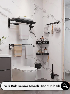 MEIDOO Rak Handuk Kamar Mandi Rak Penyimpanan Dinding Aluminium Tahan Air Tanpa Pengeboran