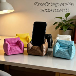 Mini Sofa Phone Stand Cute Desk Decor Creative Lazy Phone Holder Multi-color Woven Texture Desktop Stand for Cellphone Tablet