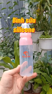 Bình sữa silicone cho bé KichilachiDung Tích 110ml - 210ml núm vú siêu mềm chống sặc chống đầy hơi không BPA bình sữa cổ hẹp silicon