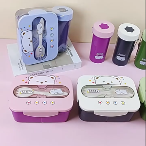 Gratis Ongkir - Lunch Box 3 Sekat Karakter Kartun BPA Free /  Kotak Bekal Anak Karakter Lucu 3 Sekat