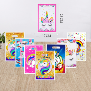 Cartoon Unicorn Gift Bags Birthday Decoration Rainbow Goody Biscuit Package Candy Bag Baby Shower Kids Gifts For Party Supplies
