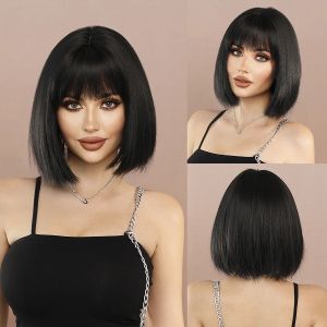 NAMM Short Straight Hair Blonde Wig for Woman Daily Cosplay Lolita Wig Highlight White Bob Wigs Synthetic Hair Heat Resistant