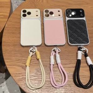 Elegant Protective Phone Case with Rhombus Leather Pattern and Large View Window for Apple