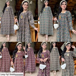 Dress kekinian terbaru longdres Fuji ibu muda cantik kared depan