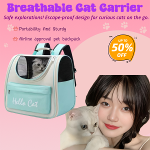 Deluxe Ventilated Cat Backpack Carrier with Dome Bubble Window Breathable Mesh Panels Foldable Airline-Approved Pet Bag