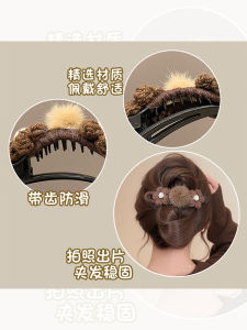 Autumn Winter Knitted Flower Ball Duckbill Clip Half up Ponytail Shark Bite Safety Substitute Hair Accessories for Women