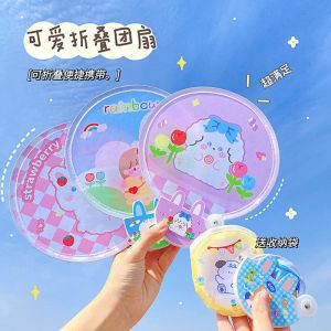 Portable Mini Folding Fan Cartoon Print Cooling Summer Handheld round Fan Compact Size 24CM*20CM for All Ages from China