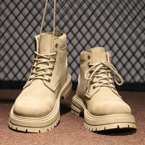 Retro High-Top Martin Boots Mens Workwear Casual Outdoor Climbing Boots Leather Shoes Breathable Mesh Inner Lining Winter Ready