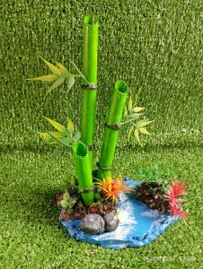 Hiasan Aquarium Sintetis Bambu china/ Dekorasi Ornamen Aquascape / Hiasan Pohon Bambu Tinggi Hijau dan kuning
