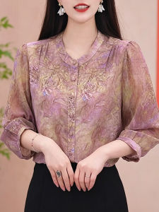 DAIXIANGFEIZI | Áo Blouse Chiffon Tay 3/4 Thời Trang Elegance cho Nữ
