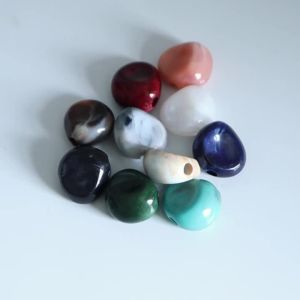 10pcs 24x26mm Imitation Natural Stone Acrylic Beads Clouds Effect Loose Spacer Bead Jewelry Making Bracelet Necklace Accessories