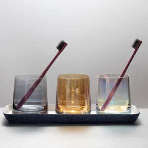 Simple Hotel Style Glass Toothbrush And Cup Set for Couples Home Use Dental Care Washing Cup Modern Minimalist Design