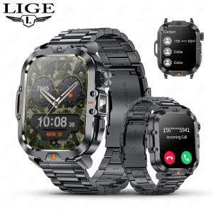 LIGE 2.01 Inch LED Flashlight Smart Watch 410mAh Large Battery IP68 Waterproof 100+ Sports Modes Military Outdoor New Smartwatch