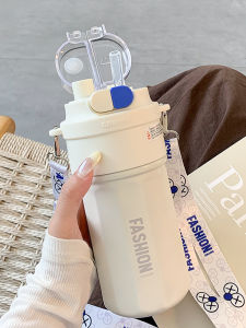 Cốc Nước Cách Nhiệt Bằng Thép Không Gỉ Có Ống Hút Hai Lỗ Cho Nữ Cốc Nước Di Động Đơn Giản Cốc Nước Đựng Thức Uống Đa Năng