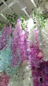Artificial Flowers 3 Heads Wisteria Flowers Decorative Flower Plastic Decoration Colorful Artificial