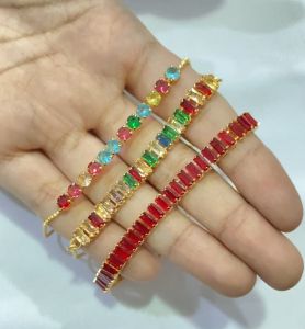 Gelang Serut Wanita Full Permata Colorfull Anti Karat Lapis Emas Aksesoris Fashion Daily Yaxiya Jewelry