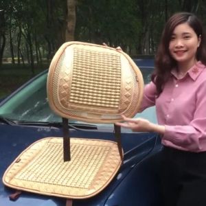 Bộ Tựa Lưng Kèm Lót Ghế Hạt Gỗ Phối Viền Da Cao Câp