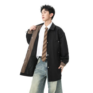 WUKONGYOUHUO | Áo Khoác Nam Mùa Xuân Thu Phong Cách Retro Cổ Trụ Dài Mid Rộng Rãi Đa Năng