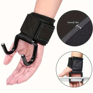 2-Pack of Stainless Steel Heavy-Duty Wrist Hooks with Soft Padded Handle - Perfect for Weightlifting Pull-Ups and Strength Training Horizontal Bar Booster