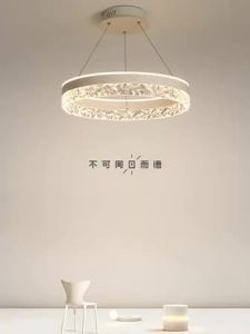 Minimalist Modern Led Chandelier Home Lighting Crystal Rings Ceiling Mounted Chandelier Lighting Hanging Lamp White&Gold Frame